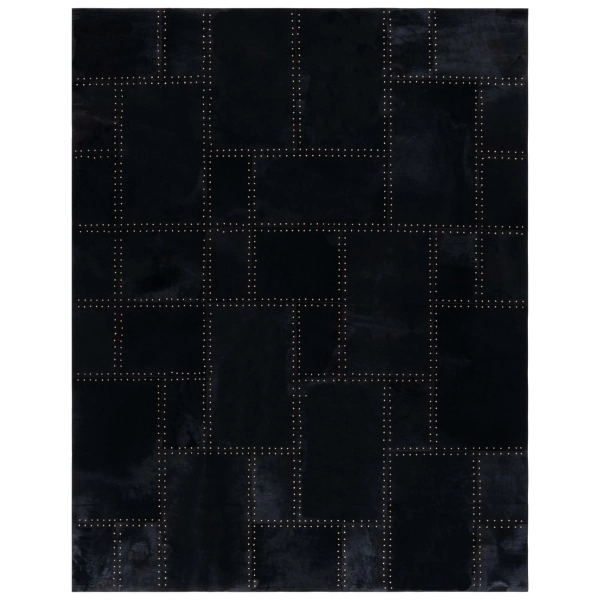 Studio Leather Hand Woven Leather With Felt Geometric Rug