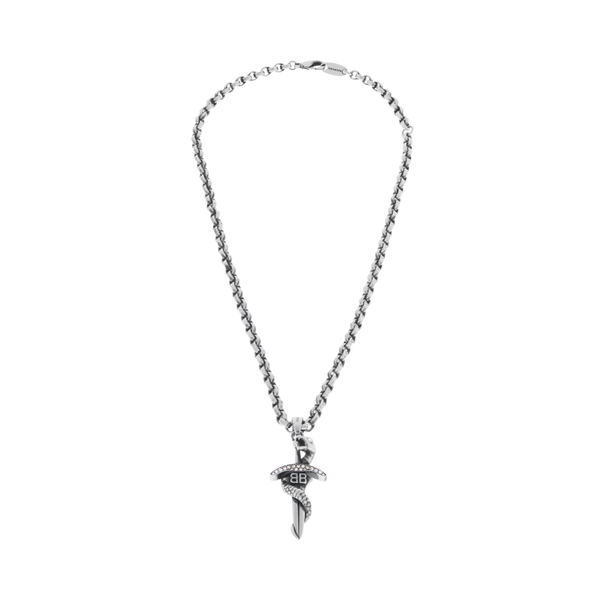 Balenciaga Goth Snake Necklace in Antique Silver