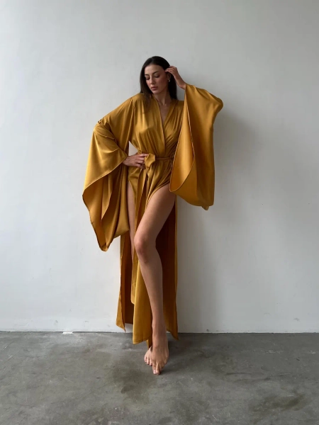 Silky Kimono With Two Side Slits | Silk Kimono Robe | Personalized Robes | Satin Robe | Coverup Gold | Bridal Robe | Elegant Lounge Wear - Etsy Australia