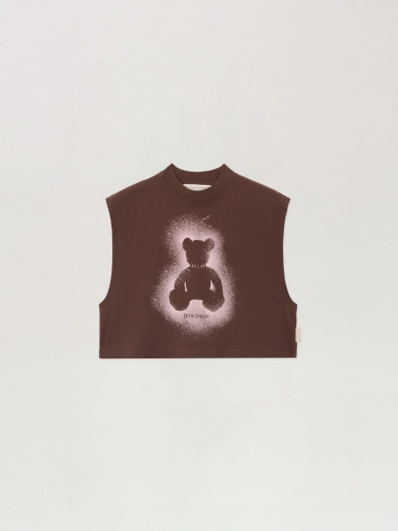 PALM ANGELS Spray Bear Boxy Tank Top - Woman T-shirts & Tops Brown Pink Xs
