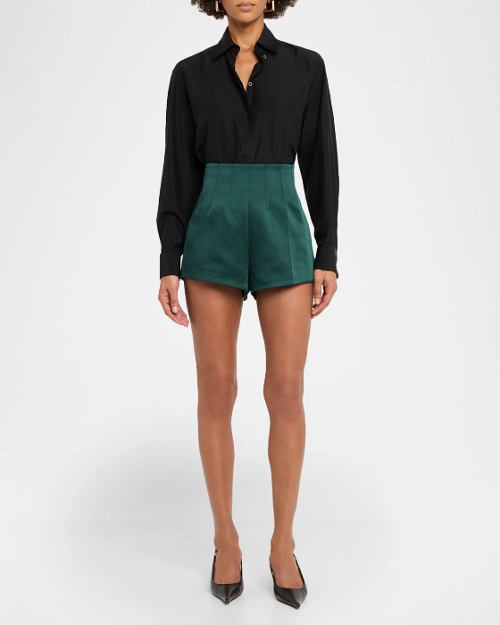 Retrofete Marie High-Rise Satin Shorts