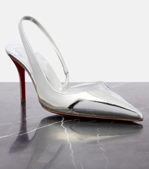 CHRISTIAN LOUBOUTIN Posticha 80 metallic leather slingback pumps