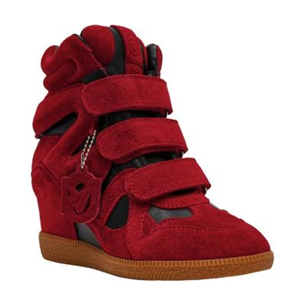 Steve Madden Women's Mavis High-Top Lace-Up Wedge Sneakers - Burgundy Suede