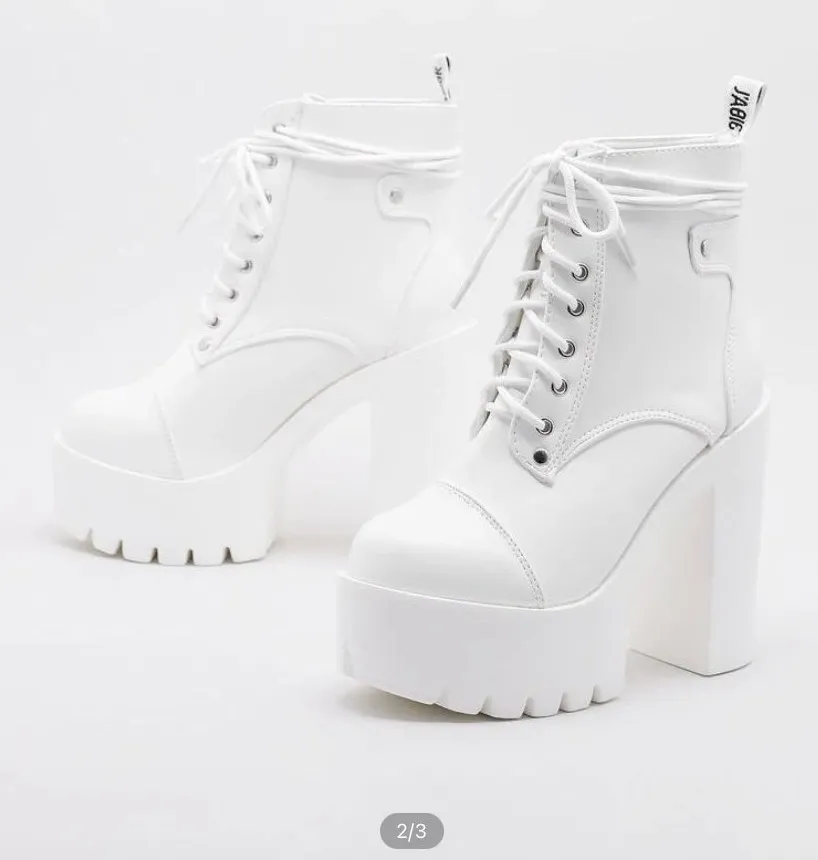 Lace-up Front Platform Chunky Heeled Boots
