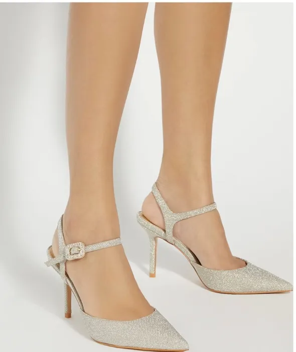 Sparkle Strappy Stiletto Heel Court Shoes