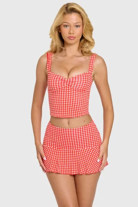 Amie Co-Ord in red and white gingham