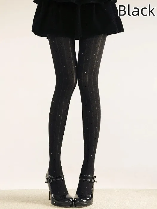 [$13.99]Ribbed Tights with Dot Accents (Multiple Color Options)