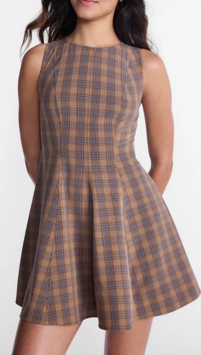 Fit and flare plaid mini dress