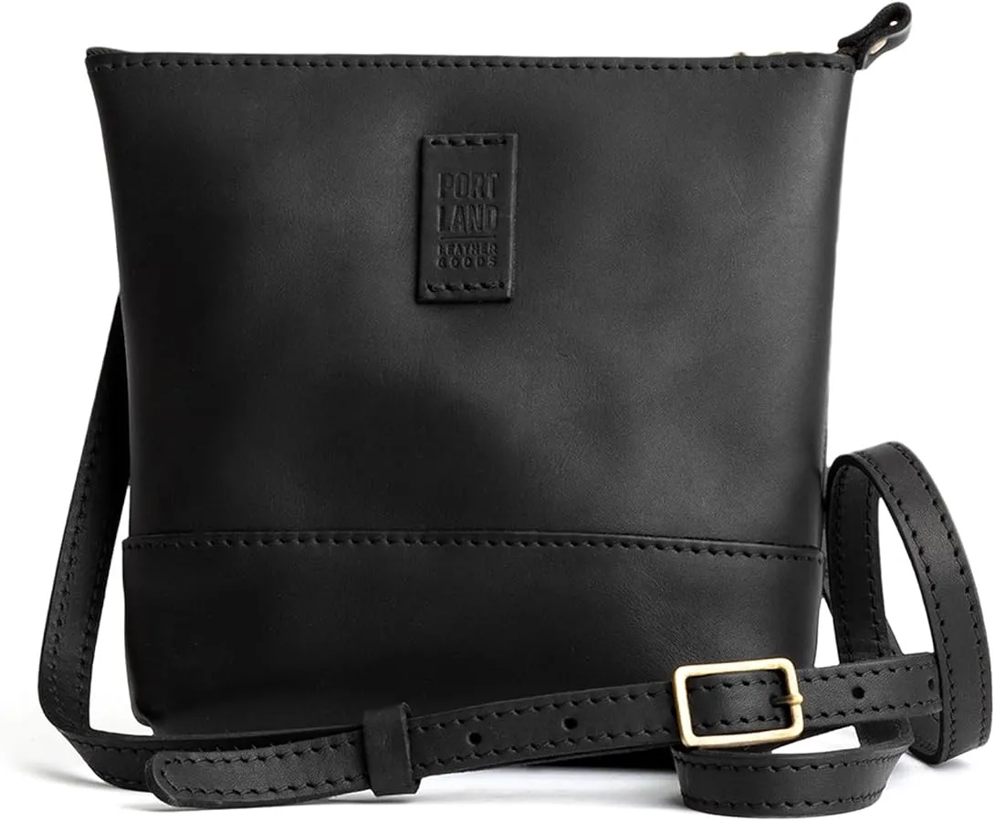 Portland Leather Goods Festival Bag – Lightweight Leather Crossbody Purse – Handmade from the Finest Full-Grain Hides - Black