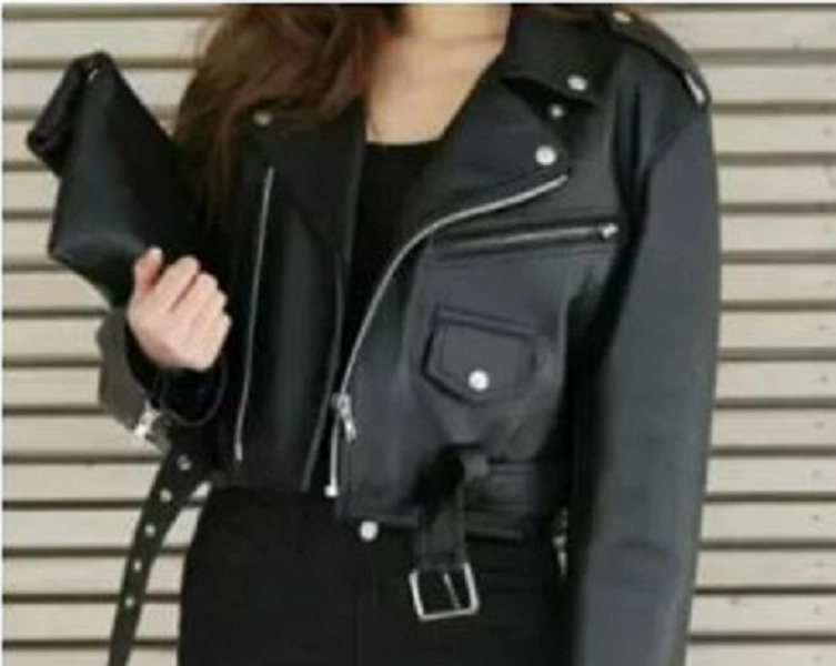 Jaket Semi Kulit Wanita Crop Hitam Coklat dan Pink Vintage Vibes Bahan Tebal & Awet Bisa COD
