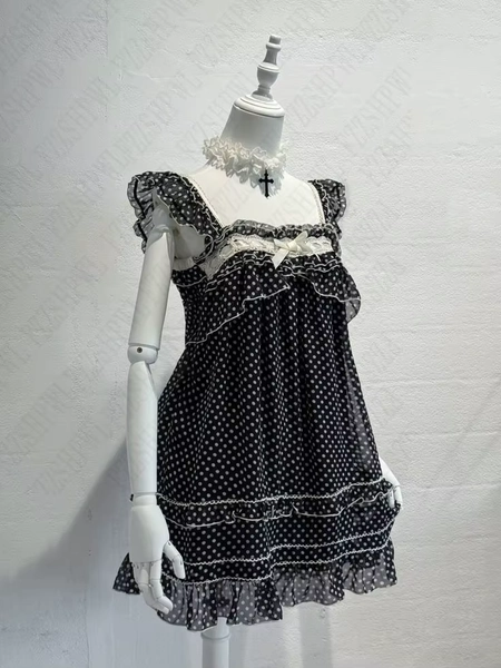 Cute Polka point Y2K Bow Woman's Elegant Clothing Slim Advanced Classic Fashion Dress Summer Daily Aesthetic Sleeveless Frock - AliExpress 