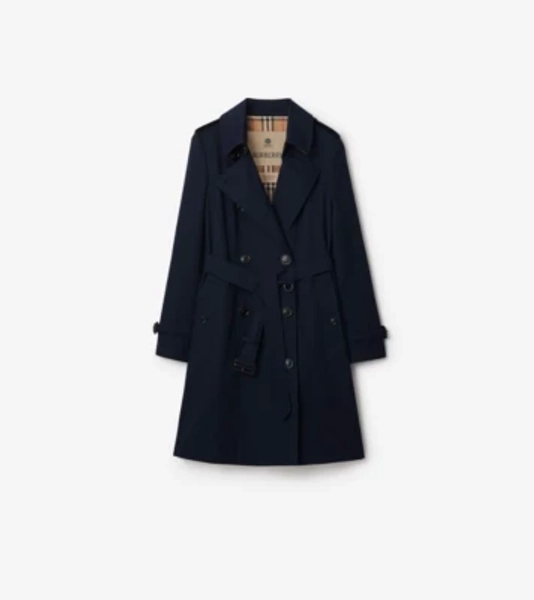 Mid-length Chelsea Heritage Trench Coat in Coal blue - Women, Cotton Gabardine | Burberry® Official