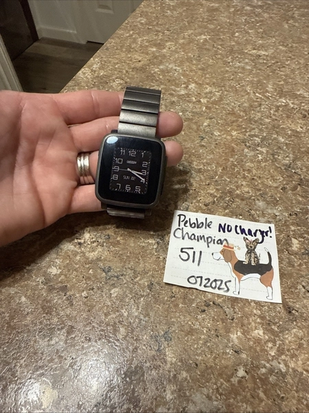 Black Pebble Time Steel 2x Kickstarter Champion With Stainless Steel Band