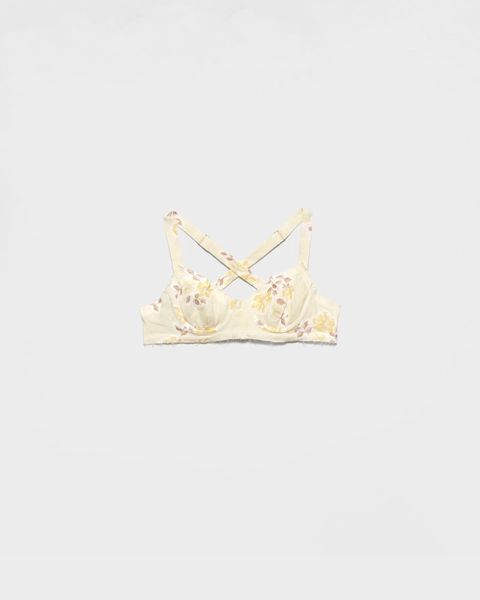 Floral print old linen bra
