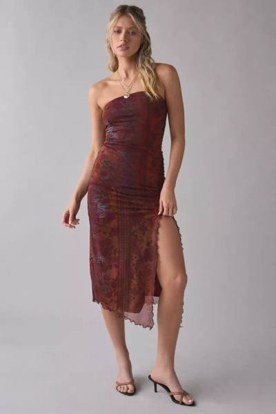 UO Samara Mesh Strapless Midi Dress