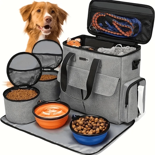 TEMU 6pcs Large Capacity Dog Treat Pouch, Durable Nylon With Zip Closure, Multi-functional Outdoor Bag For Dogs, Ideal For Camping &