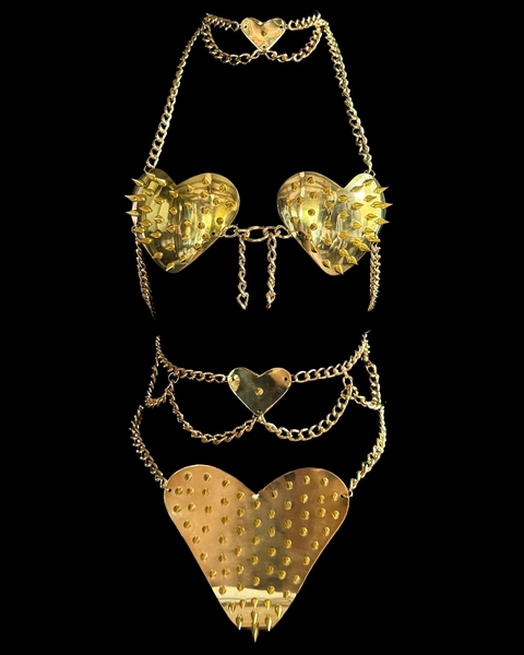 Valeria Gold Spiked Heart Armor bikini top!