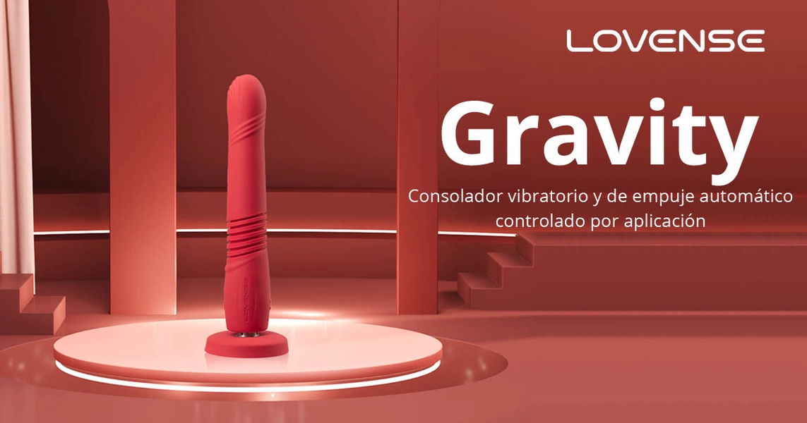 Gravity de Lovense®: Consolador vibrador y de empuje realista con control remoto.