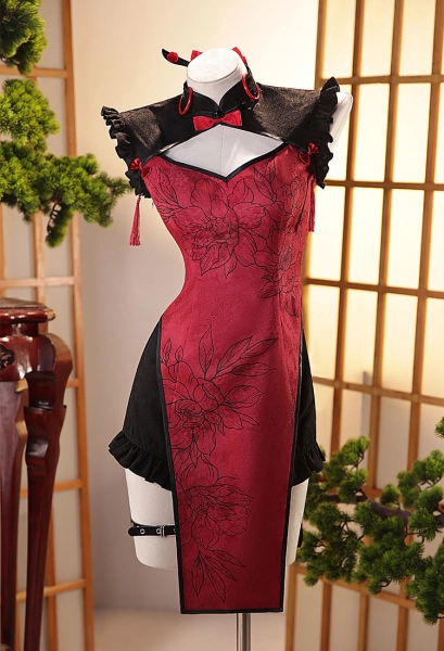 Costume cosplay version culotte-bas robe chinoise avec short et chaussettes
