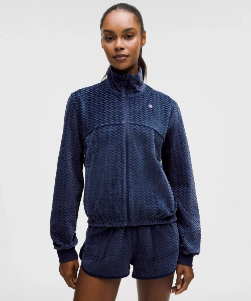 Court Rival Velvet Terry Tennis Jacket - Club Blue/Club Blue - XS