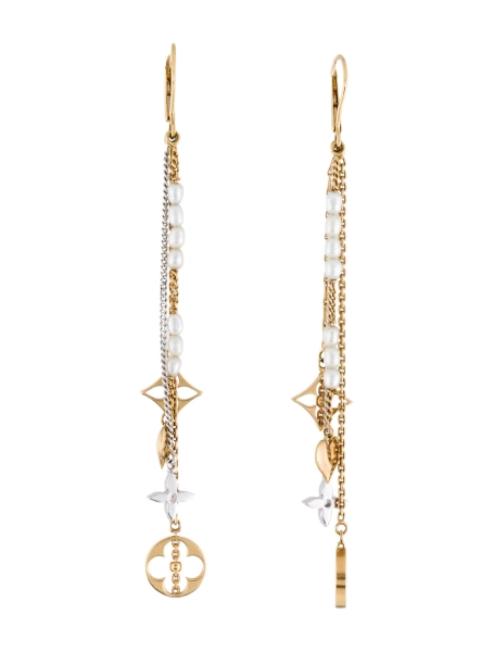 18K Pearl Monogram Drop Earrings