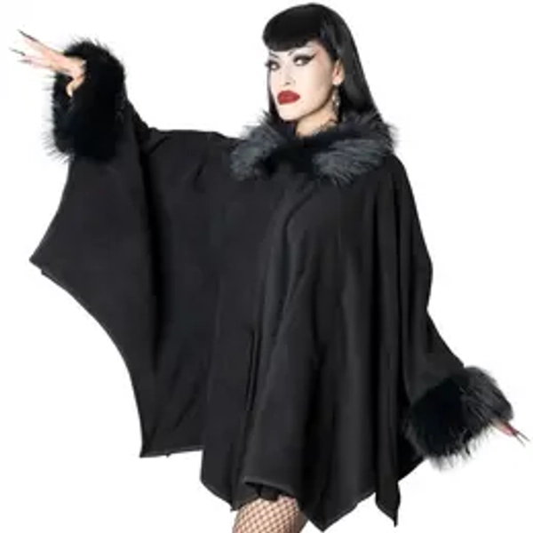 Glamour Ghoul Web Cape Black Fur
