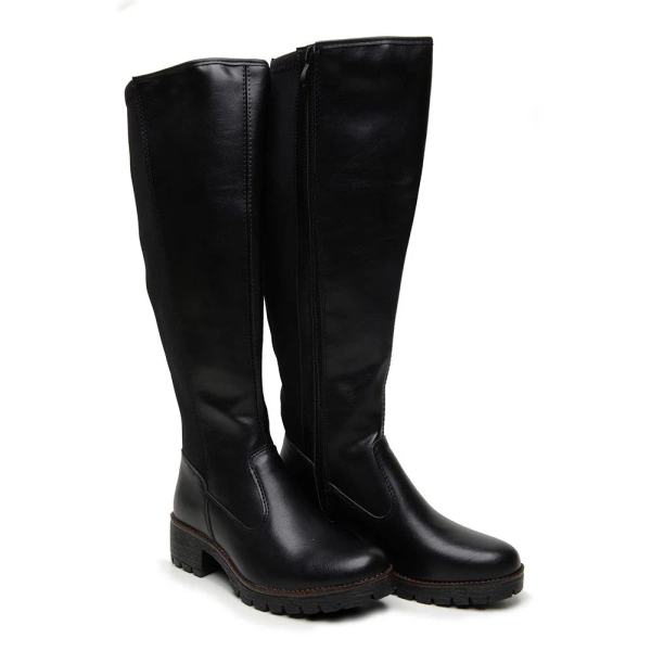 Women's Casual Riding Boot, High Top, Lug Sole, Black