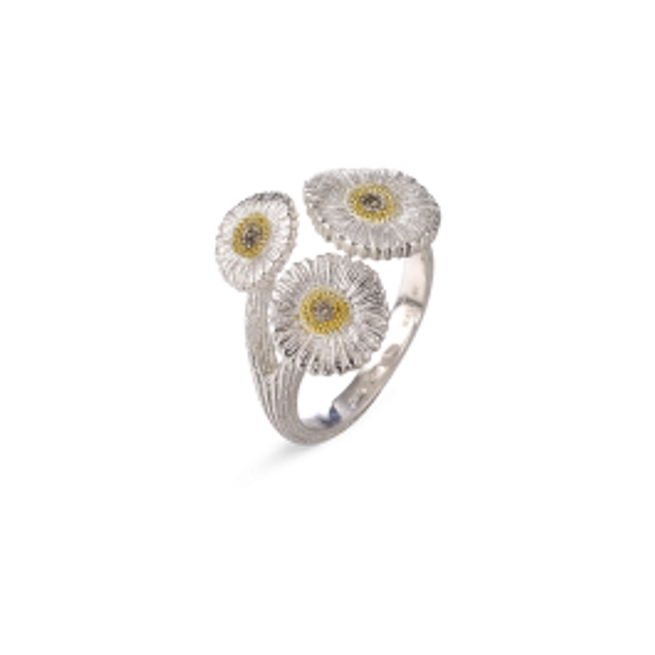 Buccellati Blossoms SIilver and Vermeil ring with diamonds