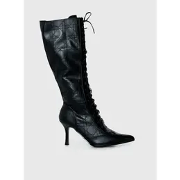 Creator Knee High Lace-Up Boots Black