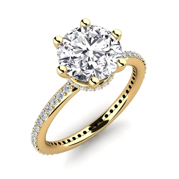  585 Yellow Gold Round Diamond Engagement Ring Marinella 