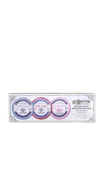 C.O. Bigelow Lip Salve Tin Trio in Rose, Lavender & Sakura Rose.
