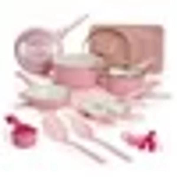 Paris Hilton 25-Piece Diamond-Faceted Cookware & Bakeware Set, Ceramic Nonstick Cast Aluminum, Pink