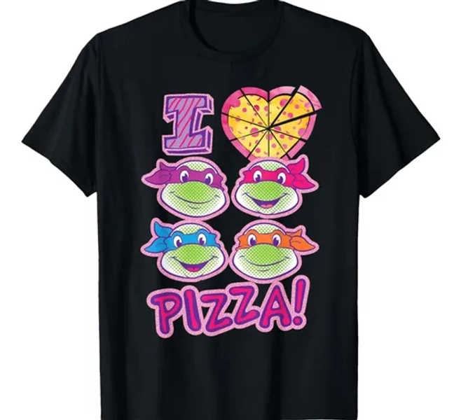 Camiseta Con Texto «i Love Pizza» De Teenage Mutant Ninja Tu