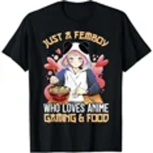 Hot Trending T-Shirt With Just A Femboy Who Loves Anime And Gaming Crossdressing T-Shirt Design Preview Only