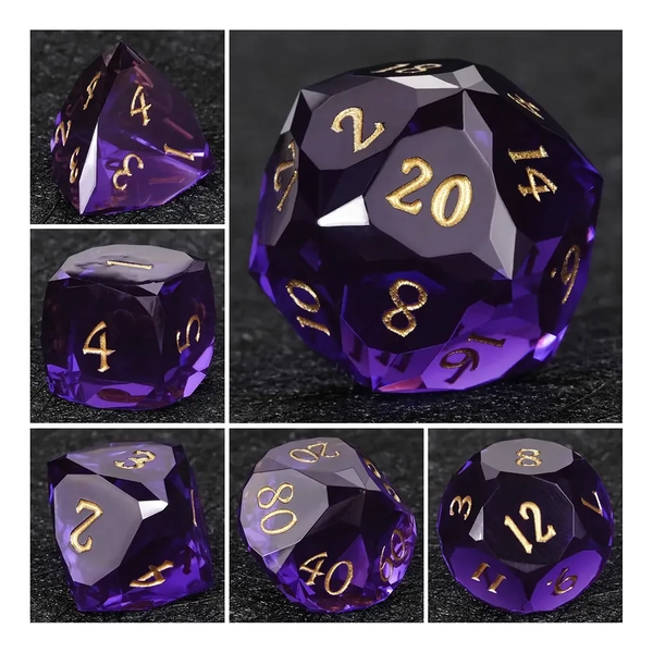 For Dados De Rpg De Resina Roxa, 7 Peças, Lapidado Em