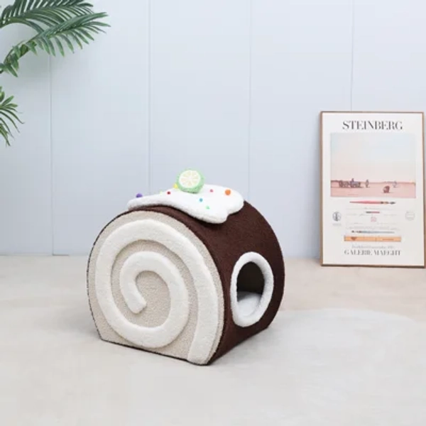 Tucker Murphy Pet™ Swiss Roll Cake Cat Bed, 18.5'' Cute Cat Condo With Soft Scratching Surface
