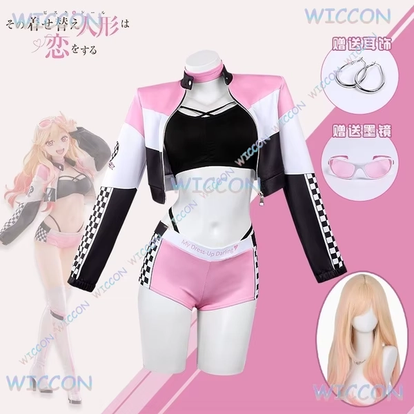 Anime My Dress Up Darling Wig Race Suit Props Cool Girl Streetwear Dress Marin Kitagawa Cosplay Costume Halloween Party Costumes - AliExpress 200000532