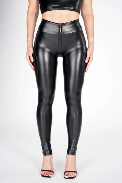 Assthetic Leggings β Leatherlook Classic β Black β Zipper - Pairadize