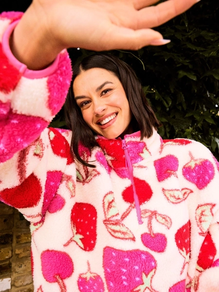 Skinnydip White Cherry and Strawberry Longline Fleece