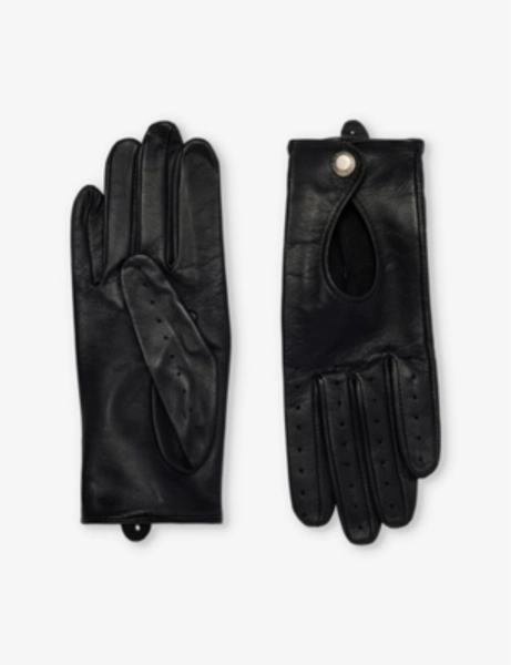 Thruxton cut-out-pattern leather gloves - 6.5