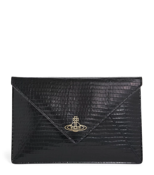 Vivienne Westwood Croc-Embossed Leather Envelope Clutch Bag