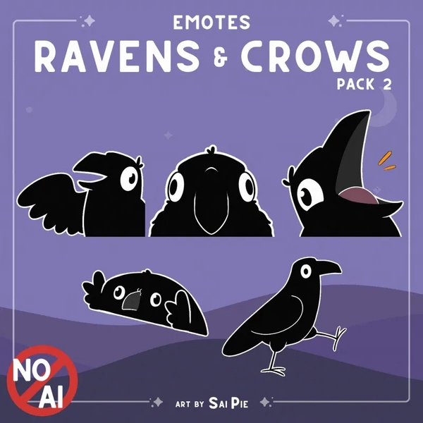 Emotes - Little Ravens / Crows 🐦‍⬛ | Pack 2 by SaiPie (@SaiPie)