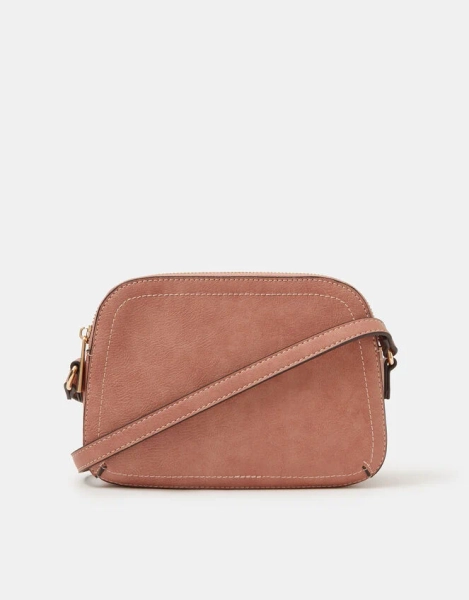 Double Zip Crossbody Bag Pink