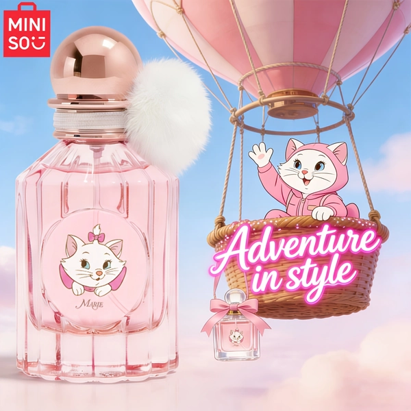MINISO Disney Marie Eau De Parfum For Women - Sweet Floral & Fruit Scent With Cute Pom Pom, 1.7 Fl Oz - Featuring Marie Aristocats, Disney Marie, And Aristocats Marie - Cute Perfume And Perfume - Perfect Valentine'S Day Gift