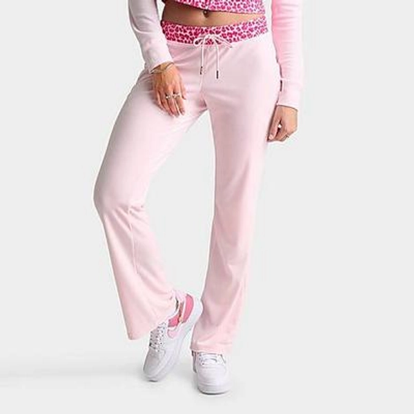 Juicy Couture Women's OG Big Bling Velour Leopard Print Track Pants in Pink/Leopard Size: Small