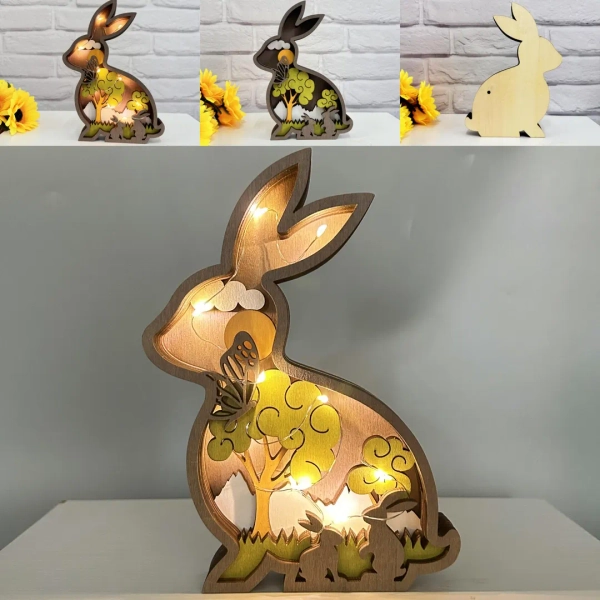 Custom 3D Hand-carved Wooden Rabbit Desk Decor With Lights,wooden Animal Lights,custom Name Rabbit,home Bedroom Decor,birthday Gift for Kids - Etsy Australia
