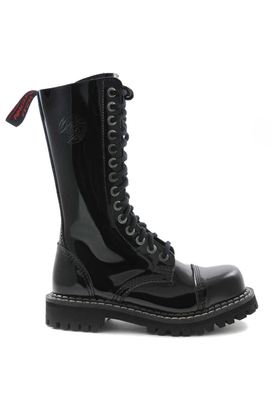 Angry Itch 14 Hole Boots Black Lacquer | Abaddon Mystic Store