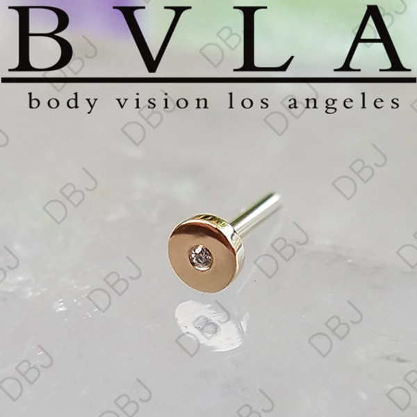 BVLA 14kt & 18kt Gold Threadless Universal Fixed Flat Back Labret Stud Flush-set Diamond 18 gauge 18g (Accepts 25g Pin) Body Vision Los Angeles [06-2057-18xx] : Diablo Body Jewelry - American Made, Implant Grade