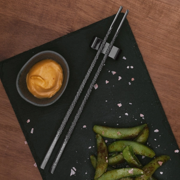 KITO - Chopsticks, 4 par + 4 ställ (Svart)