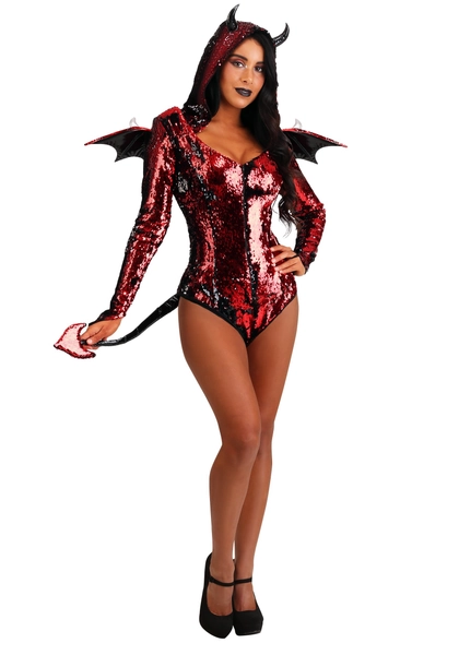 Sequined Devil Women's Fancy Dress Costume
